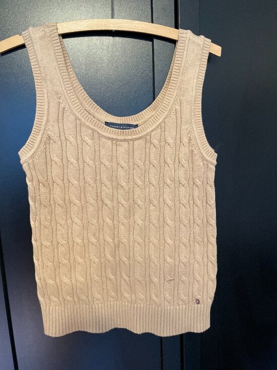 Tommy Hilfiger Jackets & Blazers - Tommy Hilfiger Women's Cotton Cable-Knit Tank Top / Vest in Sand